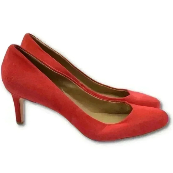 Ann Taylor heels size 9 coral suede almond toe - Picture 12 of 12